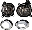 4-Piece Kit, Front, Driver and Passenger Side Halogen Fog Light, With bulb(s), Convertible, Includes (2) Fog Light and (2) Fog Light Trim