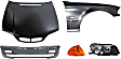 1999-2000 BMW 328i - 5-Piece Kit Factory Style Hood, Steel, Primed, Includes (1) Bumper Cover, (1) Corner Light, (1) Fender, (1) Headlight, and (1) Hood