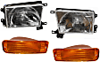 4-Piece Kit Driver and Passenger Side Halogen Headlight, With bulb(s), OE Replacement, Includes (2) Turn Signal Light and (2) Headlight