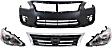 2013-2015 Nissan Altima - 4-Piece Kit Driver and Passenger Side Halogen Headlight, With bulb(s), Sedan, OE Replacement, Includes (1) Bumper Cover, (1) Grille Assembly and (2) Headlight