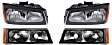 2004 Chevrolet Silverado 1500 - 4-Piece Kit Driver and Passenger Side Halogen Headlight, With bulb(s), OE Replacement,  Includes (2) Headlight and (2) Turn Signal Light