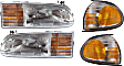 1995-1997 Ford Windstar - 4-Piece Kit Driver and Passenger Side Halogen Headlight, With bulb(s), OE Replacement, Includes (2) Headlight and (2) Corner Light