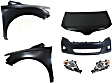 6-Piece Kit Factory Style Hood, Steel, Primed, Includes (1) Bumper Cover, (2) Fender, (2) Headlight, and (1) Hood