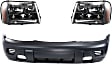 3-Piece Kit Driver and Passenger Side Halogen Headlight, With bulb(s), OE Replacement, Includes (1) Bumper Cover and (2) Headlight