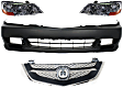 2003 Acura TL Base - 4-Piece Kit Front Primed Bumper Cover,  Includes (1) Bumper Cover, (1) Grille, and (2) Headlight