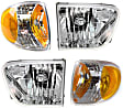 4-Piece Kit, Driver and Passenger Side Halogen Headlight, With bulb(s), OE Replacement, Includes (2) Corner Light and (2) Headlight