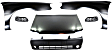6-Piece Kit Factory Style Hood, Steel, Primed, Includes (1) Bumper Cover, (2) Fender, (2) Headlight, and (1) Hood