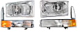 2002 Ford F-250 Super Duty - 4-Piece Kit Driver and Passenger Side Halogen Headlight, With bulb(s), OE Replacement,  Includes (2) Corner Light and (2) Headlight