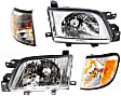 4-Piece Kit Driver and Passenger Side Halogen Headlight, With bulb(s), OE Replacement, Includes (2) Headlight and (2) Corner Light