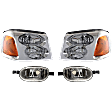 4-Piece Kit Driver and Passenger Side Halogen Headlight, With bulb(s), OE Replacement, Includes (2) Headlight and (2) Corner Light