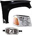 3-Piece Kit Passenger Side Halogen Headlight, With bulb(s), OE Replacement, Includes (1) Fender, (1) Headlight and (1) Corner Light