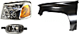 3-Piece Kit Driver Side Halogen Headlight, With bulb(s), OE Replacement, Includes (1) Fender, (1) Headlight and (1) Corner Light