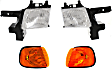 4-Piece Kit Driver and Passenger Side Halogen Headlight, With bulb(s), OE Replacement, Includes (2) Headlight and (2) Corner Light