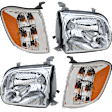2006 Toyota Tundra - 4-Piece Kit Driver and Passenger Side Halogen Headlight, With bulb(s), OE Replacement, Crew Cab Pickup,  Includes (2) Headlight and (2) Turn Signal Light