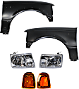 6-Piece Kit, Front, Driver and Passenger Side Fender, Includes (2) Corner Light, (2) Fender, and (2) Headlight