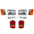 8-Piece Kit Driver and Passenger Side Halogen Tail Light, Without bulb(s), Includes (2) Corner Light, (2) HeadLight, (2) Tail Light, and (2) Turn Signal Light