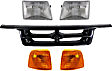 1997 Ford Ranger - 5-Piece Kit Driver and Passenger Side Halogen Headlight, With bulb(s), OE Replacement, Standard Cab Pickup,  Includes (2) Corner Light, (1) Grille Assembly, and (2) Headlight