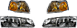 1997 Ford Thunderbird - 4-Piece Kit Driver and Passenger Side Halogen Headlight, With bulb(s), OE Replacement,  Includes (2) Corner Light and (2) Headlight