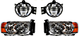 2002-2005 Dodge Ram 1500 - 4-Piece Kit Driver and Passenger Side Halogen Headlight, With bulb(s), New Body Style, OE Replacement, Includes (2) Headlight and (2) Fog Light