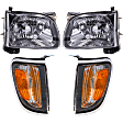 2003 Toyota Tacoma - 4-Piece Kit Driver and Passenger Side Halogen Headlight, With bulb(s), OE Replacement,  Includes (2) Corner Light and (2) Headlight