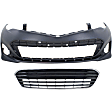 2-Piece Kit Front Bumper Grille, For Models Without Sensor Hole, Chrome Shell w/ Silver Insert, Includes (1) Bumper Cover and (1) Bumper Grille