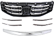 2011-2012 Honda Accord - 6-Piece Kit Grille Trim, Driver and Passenger Side, Upper and Lower, Chrome, Sedan, Includes (5) Grille Trim and (1) Grille Assembly