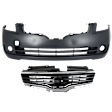 2-Piece Kit, Grille Chrome Shell with Painted Dark Gray Insert, Sedan, Includes (1) Bumper Cover and (1) Grille