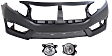 2016-2018 Honda Civic - 3-Piece Kit, Front Primed Bumper Cover, Except Hatchback and Si Model, Includes (1) Bumper Cover and (2) Fog Light