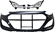3-Piece Kit, Front Primed Bumper Cover, CAPA Certified, Includes (1) Bumper Cover and (2) Fog Light