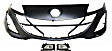 2011 Mazda 3 - 3-Piece Kit Front Primed Bumper Cover, Hatchback, Includes (1) Bumper Cover and (2) Fog Light
