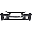 3-Piece Kit Front Primed Bumper Cover, Except Sport Model, Without Parking Aid Sensor Holes, Includes (1) Bumper Cover and (2) Fog Light, CAPA Certified