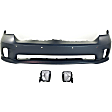 2014 Ram 1500 Tradesman - 3-Piece Kit Front Primed Bumper Cover, For Models With One Piece Bumper Type (Ram Logo on Grille),  Includes (1) Bumper Cover and (2) Fog Light