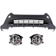 3-Piece Kit Front, Lower Textured Bumper Cover, Includes (1) Bumper Cover and (2) Fog Light