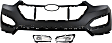 3-Piece Kit Front, Upper Primed Bumper Cover, CAPA Certified, Includes (1) Bumper Cover and (2) Fog Light