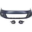 3-Piece Kit Front Primed Bumper Cover, For Models With Type 2 Bumper Cover, Without Headlight Washer Holes, Includes (1) Bumper Cover and (2) Fog Light