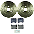 2007 Mercedes Benz C230 - 2-Wheel Set Front Brake Disc and Pad Kit, Cross-Drilled, 330 mm, with Sport Package, 2.5L 6Cyl, Includes (2) Disc and (1) Pad Set