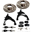 7-Piece Kit Front, Driver and Passenger Side Axle Assembly - New 7-Piece Kit 4WD, Includes (2) Brake Disc, (1) Brake Pad Set, (2) Control Arm and (2) Axle Assembly