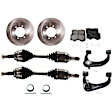 7-Piece Kit Front, Driver and Passenger Side Axle Assembly - New 7-Piece Kit, Includes (1) Brake Pad Set, (2) Control Arm, (2) Axle Assembly and (2) Brake Disc