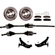 8-Piece Kit Front, Driver and Passenger Side Axle Assembly with Brake Discs, Brake Pad Set, and Control Arms, AWD