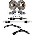 8-Piece Kit Front Axle Assembly, Standard Transmission, 5 Lug, FWD, Includes Brake Discs, Brake Pad Sets, and Control Arms