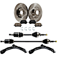 8-Piece Kit Front, Driver and Passenger Side Axle Assembly with Brake Discs, Brake Pad Set, and Control Arm, Standard Transmission, 5 Lug, FWD