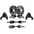 7-Piece Kit Front, Driver and Passenger Side Axle Assembly - New 7-Piece Kit, Includes (2) Brake Disc, (1) Brake Pad Set, (2) Control Arm and (2) Axle Assembly