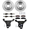 8-Piece Kit Front, Driver and Passenger Side Axle Assembly, includes (2) Axle Assembly, (2) Brake Disc, (1) Brake Pad Set, and (2) Control Arm, 4WD, 4.0L Engine