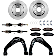 8-Piece Kit Front, Driver and Passenger Side Axle Assembly, includes (2) Axle Assembly, (2) Brake Disc, (1) Brake Pad Set, and (2) Control Arm, 4WD, 4.0L Engine
