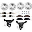 8-Piece Kit Front, Driver and Passenger Side Axle Assembly with Brake Discs, Brake Pad Set, and Control Arms, 4WD, 4.0L Engine
