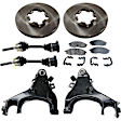 7-Piece Kit Front, Driver and Passenger Side Axle Assembly - New 7-Piece Kit 4WD, Includes (2) Brake Disc, (1) Brake Pad Set, (2) Control Arm and (2) Axle Assembly