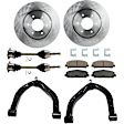 8-Piece Kit Front, Driver and Passenger Side Axle Assembly with Brake Discs, Brake Pad Set, and Control Arms, 4WD