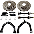 8-Piece Kit Front, Driver and Passenger Side Axle Assembly with Brake Discs, Brake Pad Set, and Control Arms, 4WD