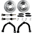 8-Piece Kit Front, Driver and Passenger Side Axle Assembly with Brake Discs, Brake Pad Set, and Control Arms, 4WD