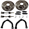 8-Piece Kit Front, Driver and Passenger Side Axle Assembly with Brake Discs, Brake Pad Set, and Control Arms, 4WD